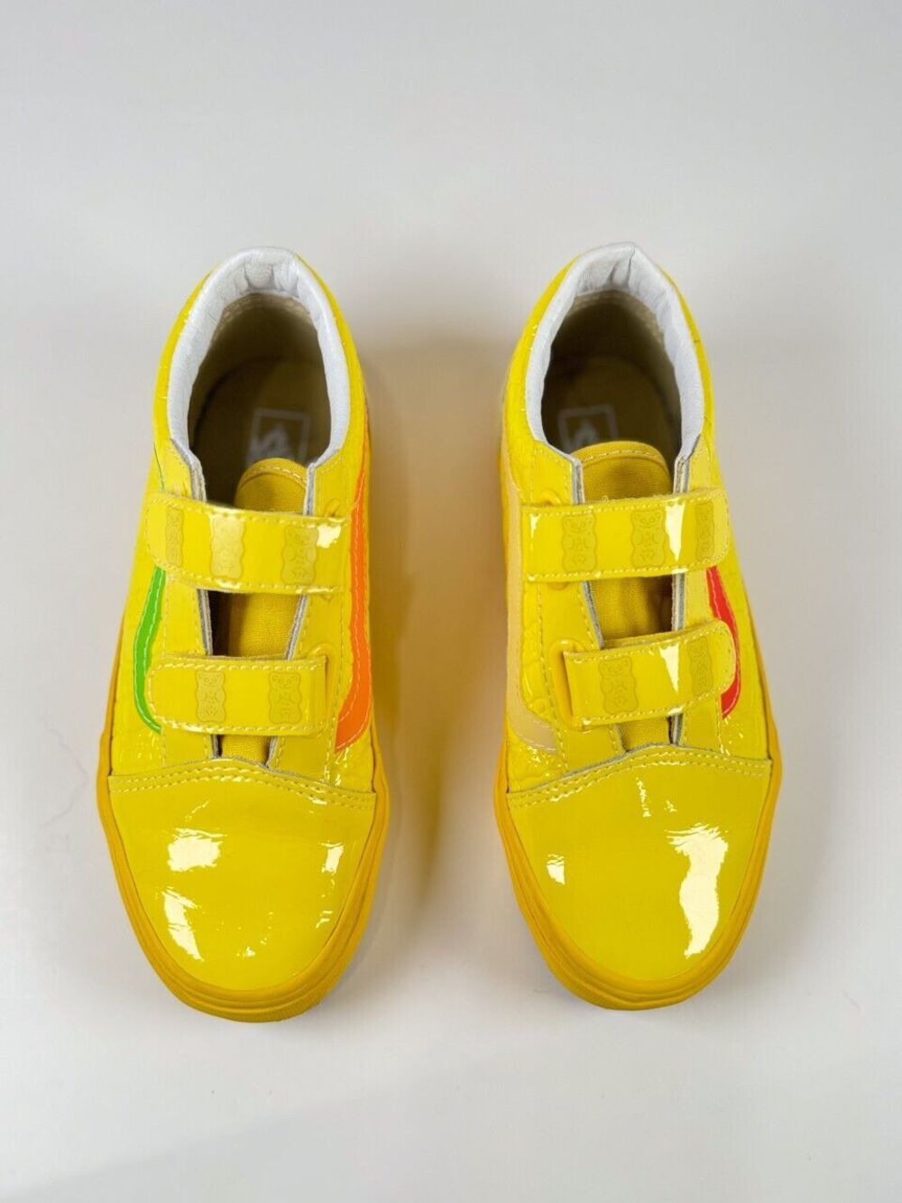 Vans Haribo Old Skool V Goldbears Kids Shoes Yellow Patent Leather Sneaker US 2
